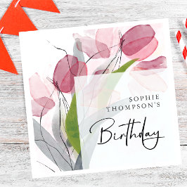 Zachte tulpen elegante verjaardag servet