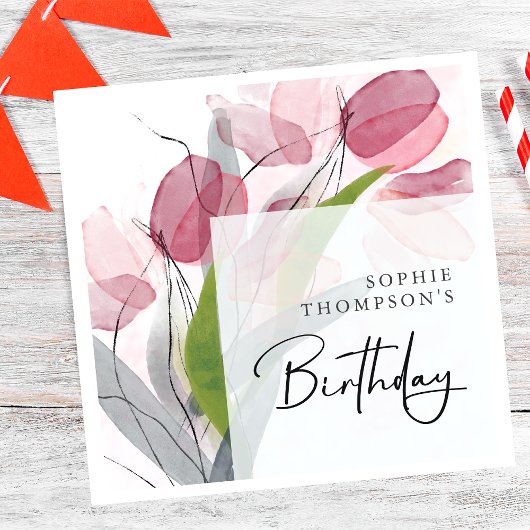 Zachte tulpen elegante verjaardag servet