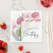 Zachte tulpen elegante verjaardag servet (Insitu)