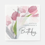 Zachte tulpen elegante verjaardag servet (Voorkant)