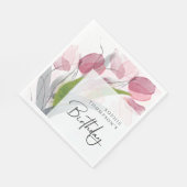 Zachte tulpen elegante verjaardag servet (Hoek)