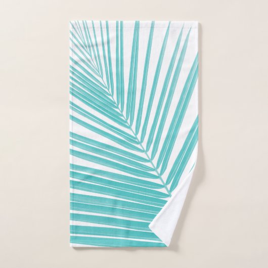 Zachte Turquoise Palm Leaf Dream #2 #tropical #wal Bad Handdoek (Handdoek)