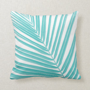 Zachte Turquoise Palm Leaf Dream #2 #tropical #wal Kussen