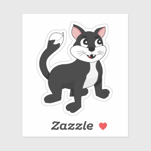 Zachte tuxedo cartoon kat - vinyl sticker (Vel)