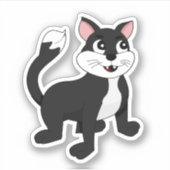 Zachte tuxedo cartoon kat - vinyl sticker (Voorkant)