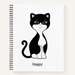 Zachte Tuxedo Kat op Witte Spiraal Notitieboek