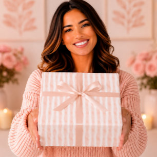 Zachte Ui Blush Roze Aquarel Strepen Cadeaupapier
