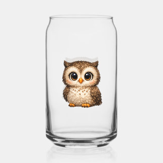 Zachte Uil Grote Ogen Cartoon Digitale Kunst Bruin Blikvorm Glas