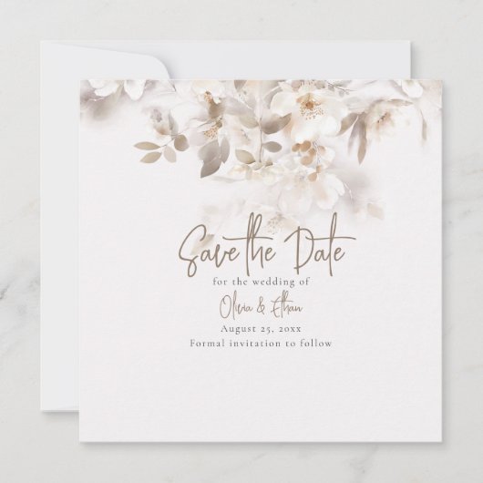 Zachte valbladeren save the date (Voorkant)