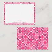 Zachte Valentijnsdag Roze Hart en Bloem Patroon Notitiekaartje (Voorkant / Achterkant)