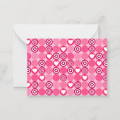 Zachte Valentijnsdag Roze Hart en Bloem Patroon Notitiekaartje (Achterkant)