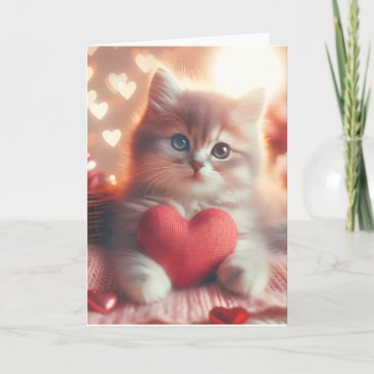 Zachte Valentijnskaart met Kittens Kaart (Voorkant)