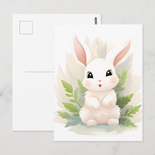 Zachte varens: Baby konijn onder bladeren Briefkaart (Voorkant / Achterkant)