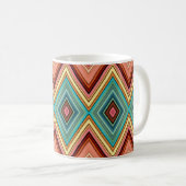 Zachte veelkleurige diamant & strepen koffiemok (Voorkant rechts)