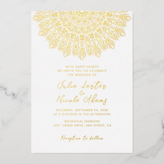 Zachte Veer Droge Pampas Gras Mandala Bruiloft Folie Uitnodiging (Voorkant)