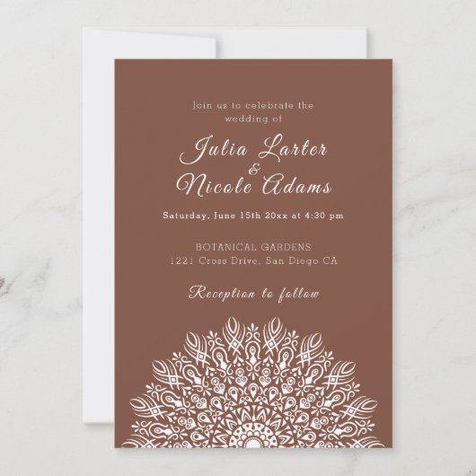 Zachte Veer Droge Pampas Gras Mandala Bruiloft Kaart (Voorkant)