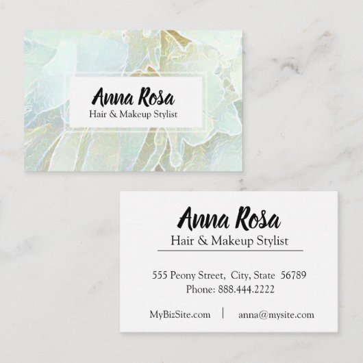 *~* Zachte ventilator Turquoise Blue Floral Chic Visitekaartje (Voorkant / Achterkant)