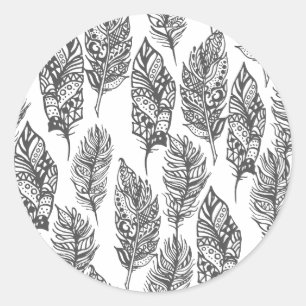 Zachte veren Doodle Ronde Sticker