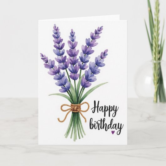 Zachte verjaardags lavendel boeket kaart (Voorkant)