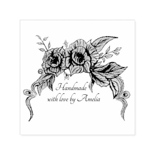 Zachte Vintage Bloem Zelfinkende Rubber Stempel (Design)