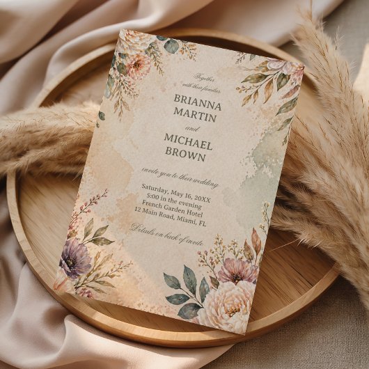 Zachte Vintage Bloemen Kaart