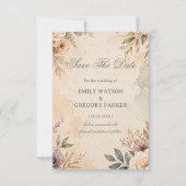 Zachte Vintage Bloemen Save The Date (Voorkant)