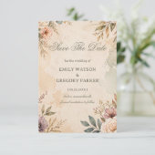 Zachte Vintage Bloemen Save The Date (Staand voorkant)