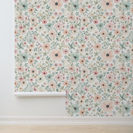Zachte Vintage Bloemenbehang Behang