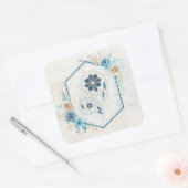 Zachte Vintage Bloemenmix Vierkante Sticker (Envelop)