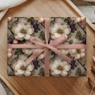 Zachte Vintage Crème Bloem Tuin Patroon Romantisch Cadeaupapier