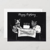 Zachte Vintage Katten Verjaardagsfeestje Briefkaart (Voorkant / Achterkant)
