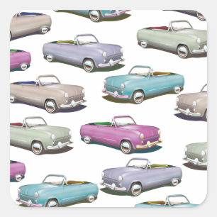 Zachte vintage klassieke auto's patroon vierkante sticker