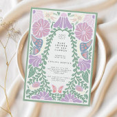 Zachte Vintage Lavendel Baby Borrel Uitnodiging