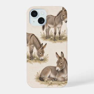 Zachte Vintage Waterverf Ezel op Ivoor Kleur Telef iPhone 15 Case