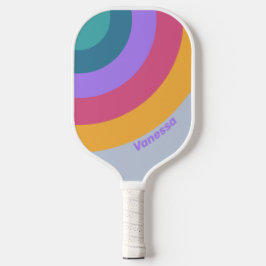 Zachte Viola Droom Cirkel Streep met Naam Pickleball Paddle