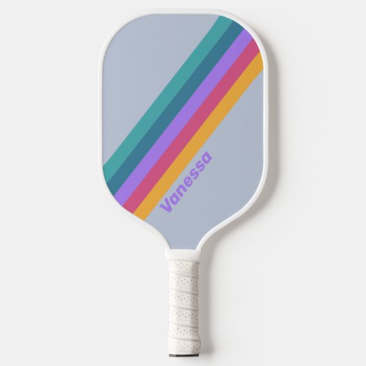 Zachte Viola Droom Strepen met Naam Pickleball Paddle (Voorkant)