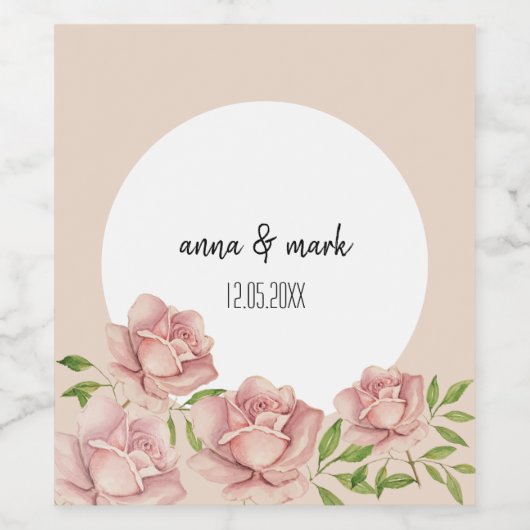 Zachte Violet Blush Rozen Waterverf gepersonalisee Wijn Etiket (Enkel label)