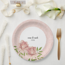 Zachte Violet Blush Rozen Waterverf kant Papieren Bordje
