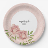 Zachte Violet Blush Rozen Waterverf kant Papieren Bordje (Voorkant)