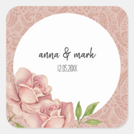 Zachte Violet Blush Rozen Waterverf Vierkante Sticker