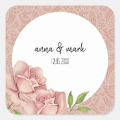 Zachte Violet Blush Rozen Waterverf Vierkante Sticker (Voorkant)