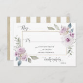 Zachte Violet Lavendel Paarse Gouden Rozen RSVP (Voorkant / Achterkant)