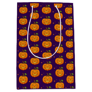 Zachte Vlammende Pompoen Halloween Favor Gift Zak Medium Cadeauzakje