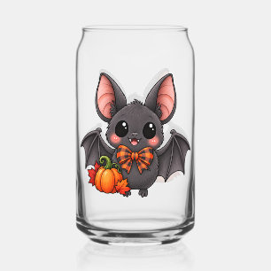 Zachte Vleermuis en Pompoen Halloween Blikje Glas
