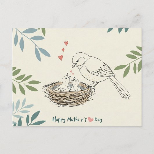 Zachte Vleugels: Een Moederdagkaart Feestdagenkaart (Voorkant)