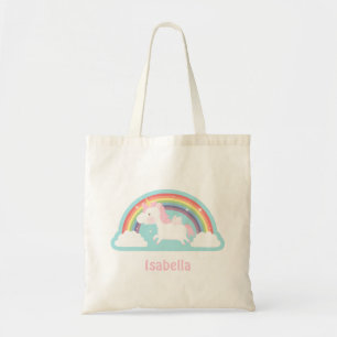 Zachte Vliegende Eenhoorn en Regenboog Meisjes Boo Tote Bag