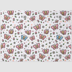 Zachte Vlinder Bloem Naadloos Kawaii Patroon Tissuepapier