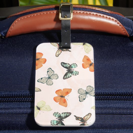 Zachte Vlinder Patronen Bagage Label (Voorkant Insitu 2)