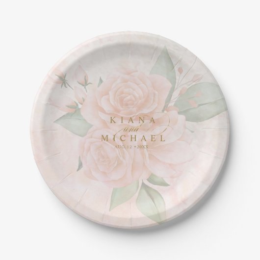 Zachte vloeiende Rozen V2 ID828 PapierBord Papieren Bordje (Voorkant)