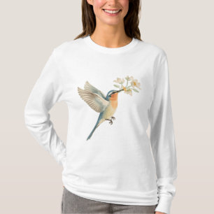 Zachte Vogel Biedt Bloemen Watercolor T-shirt